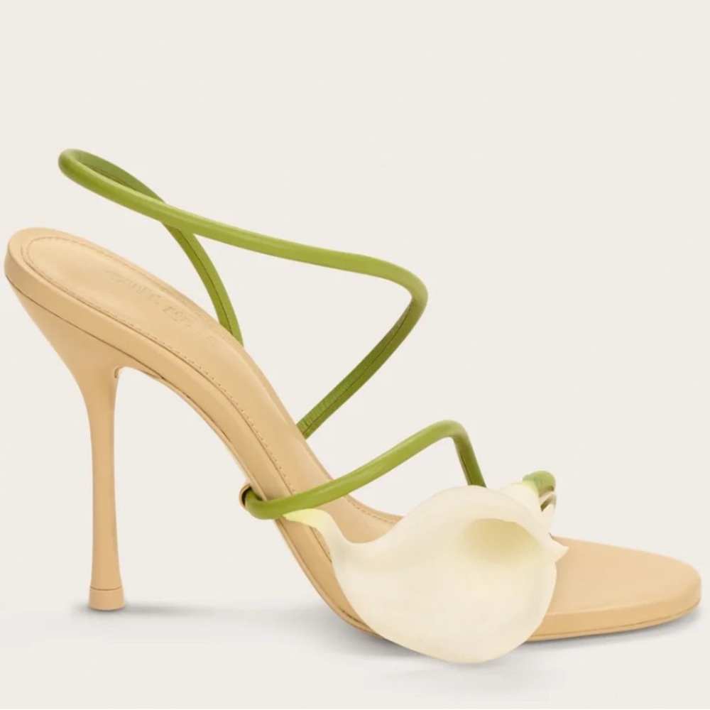 Cult Gaia Green and Cream Cassidy sandal calla lily Floral Heels - New
